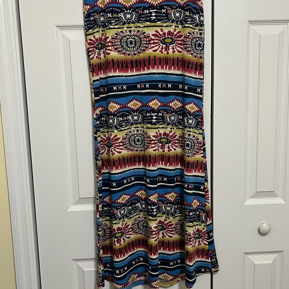 shosho Southwestern Print Maxi Skirt in Navy, Teal, Burgundy, Cream, Tan
